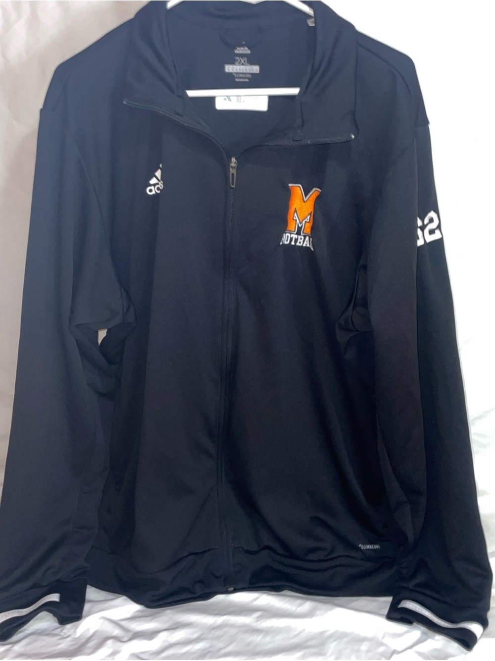 adidas Black Jacket with Orange M Football Crest